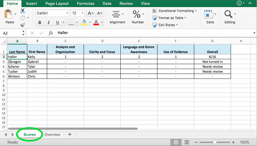 Scores Tab Assignment Report